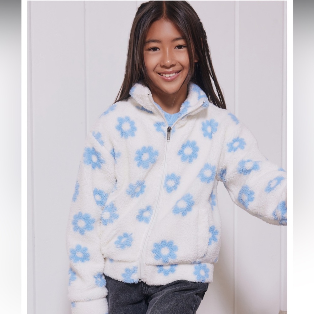 RSQ Girls Floral Print Sherpa Jacket size M